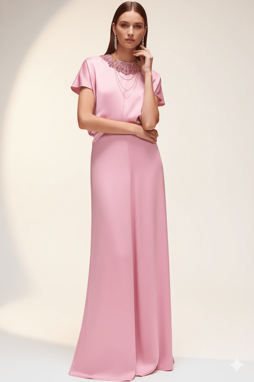 Beaded Cowl - Neck Bodycon Maxi Evening DressParty dressesPinkS(6)Luxe Lane