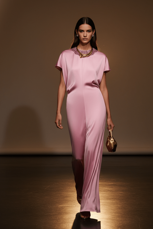 Beaded Cowl - Neck Bodycon Maxi Evening DressParty dressesPinkS(6)Luxe Lane