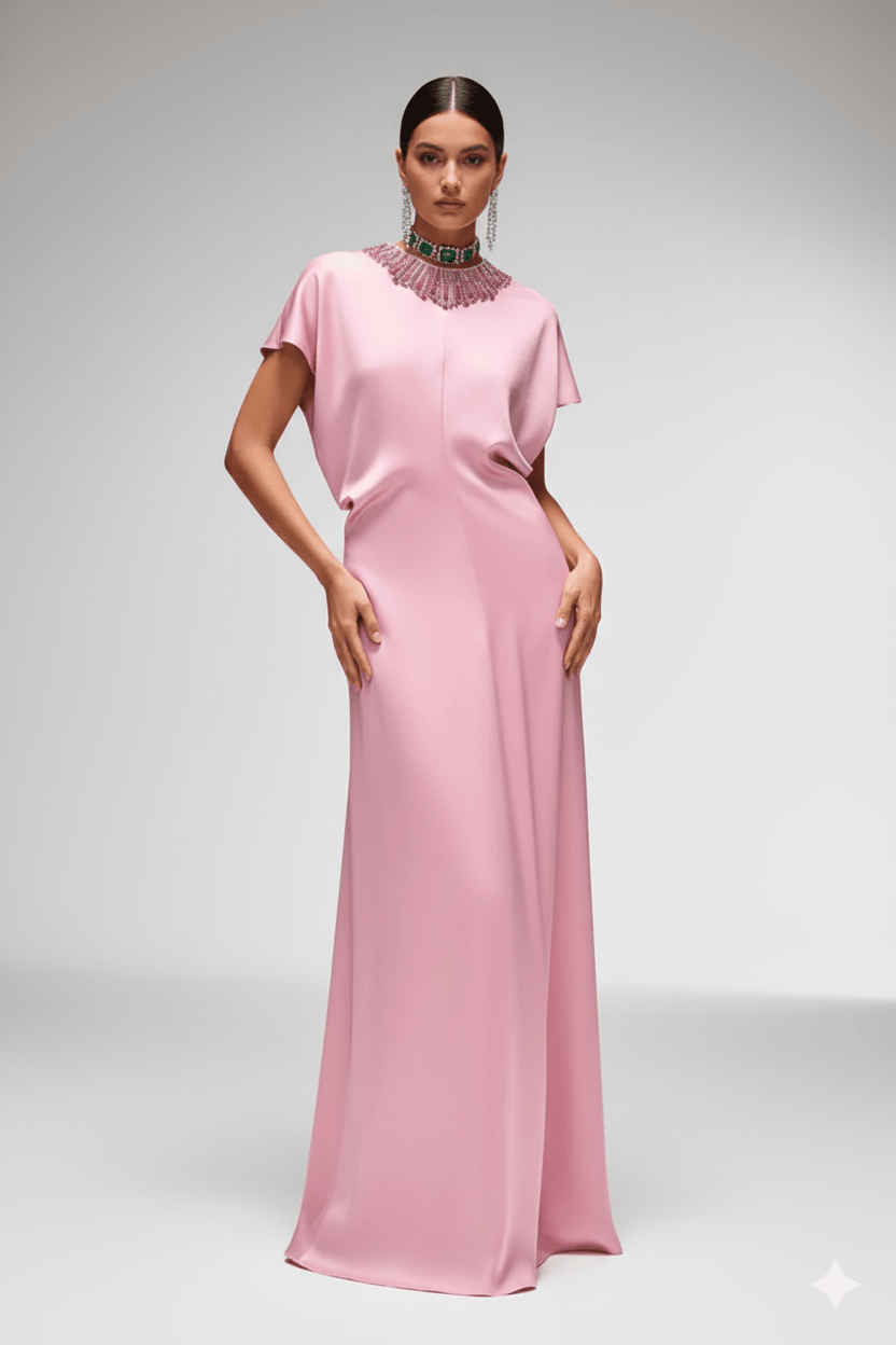 Beaded Cowl - Neck Bodycon Maxi Evening DressParty dressesPinkS(6)Luxe Lane