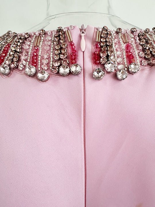 Beaded Cowl - Neck Bodycon Maxi Evening DressParty dressesPinkS(6)Luxe Lane