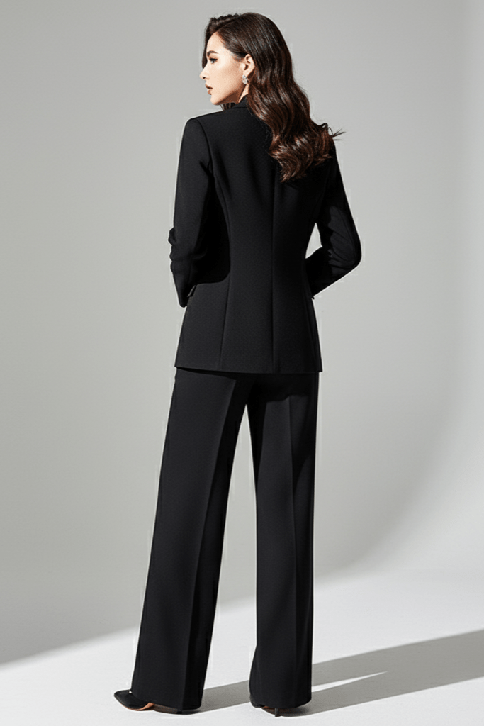 Beaded Diamond One - Button Suit Trousers Set by Luxe Lane | from Luxe Lane | SKU:  | Barcode:  | Options: Black S | Beaded Diamond One - Button Suit Trousers Set