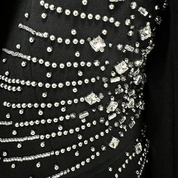 Beaded Diamond One - Button Suit Trousers Set by Luxe Lane | from Luxe Lane | SKU:  | Barcode:  | Options: Black S | Womens Fashion Clothes Women Suits Office Formal Set Beaded Diamond One - Button Suit Trousers Two - Piece Blazer Set for Ladies