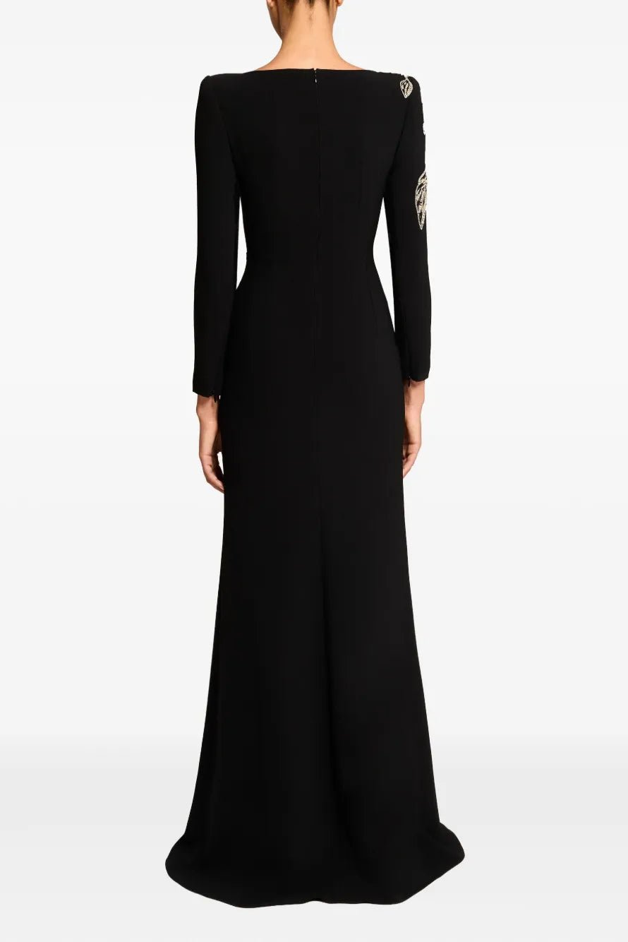 Beaded Rhinestone High - Neck Bodycon Maxi Evening DressParty dressesBlackS(6)blackLuxe Lane