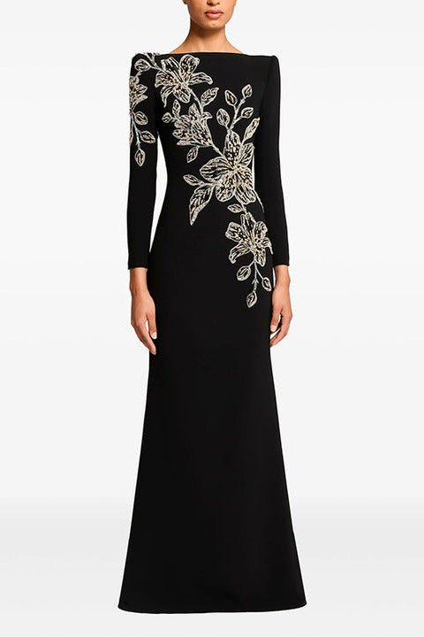 Beaded Rhinestone High - Neck Bodycon Maxi Evening DressParty dressesBlackS(6)blackLuxe Lane