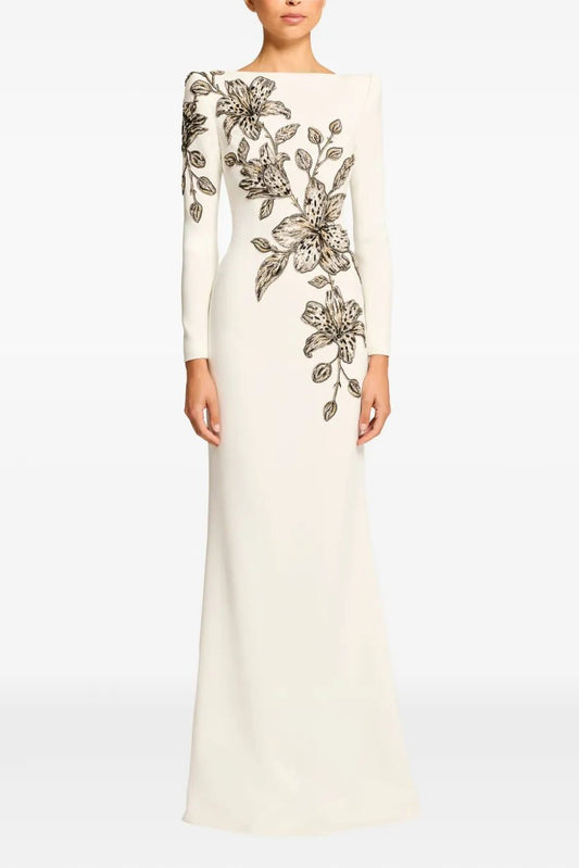 Beaded Rhinestone High - Neck Bodycon Maxi Evening DressParty dressesWhiteS(6)blackLuxe Lane