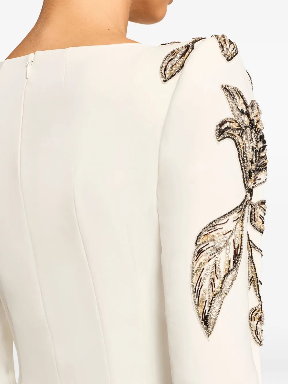 Beaded Rhinestone High - Neck Bodycon Maxi Evening DressParty dressesWhiteS(6)blackLuxe Lane
