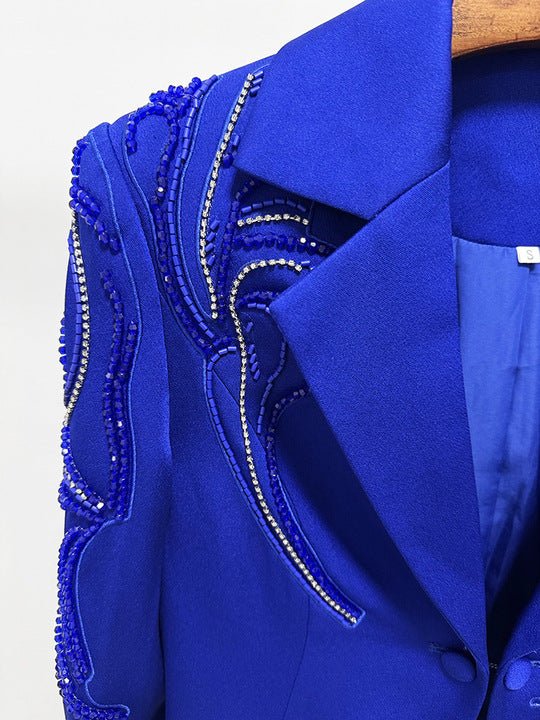 Beaded Tailored Blazer & Trousers Suit SetSuitsRoyal BlueS(6)Luxe Lane