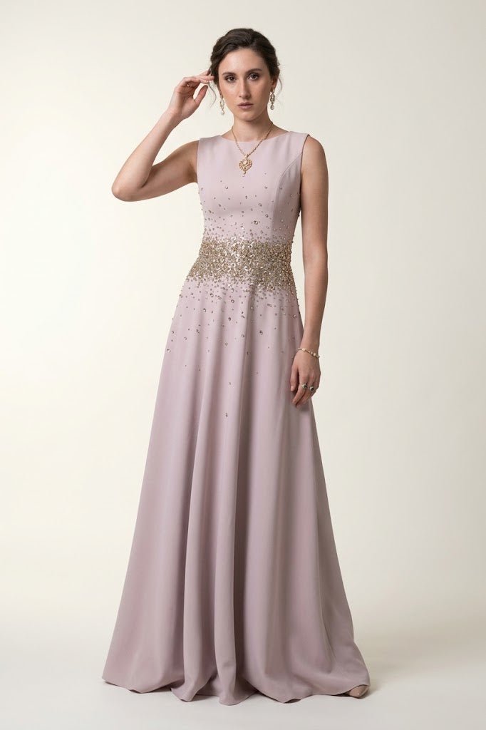 Beaded Waist Maxi Evening GownEvening DressesLight PurpleS(2)Luxe Lane