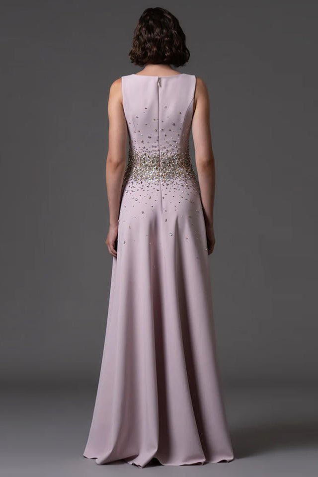 Beaded Waist Maxi Evening GownEvening DressesLight PurpleS(2)Luxe Lane