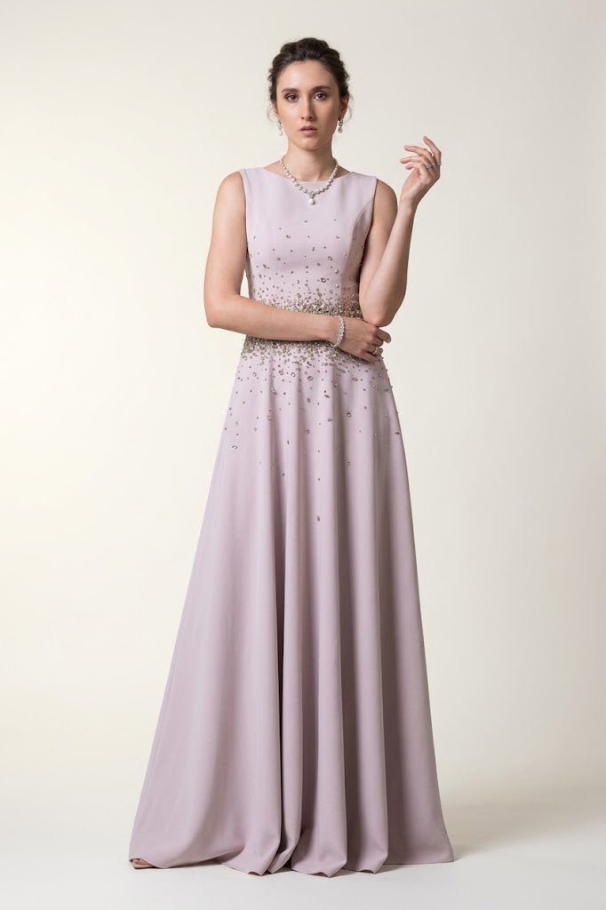 Beaded Waist Maxi Evening GownEvening DressesLight PurpleS(2)Luxe Lane