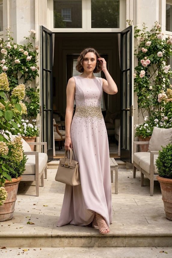 Beaded Waist Maxi Evening GownEvening DressesLight PurpleS(2)Luxe Lane