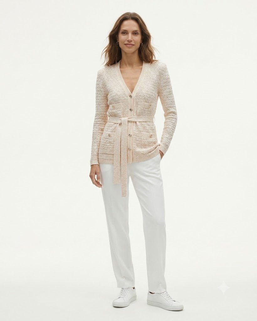 Beige Belted Knit CardiganCardiganBeigeS(2)Luxe Lane