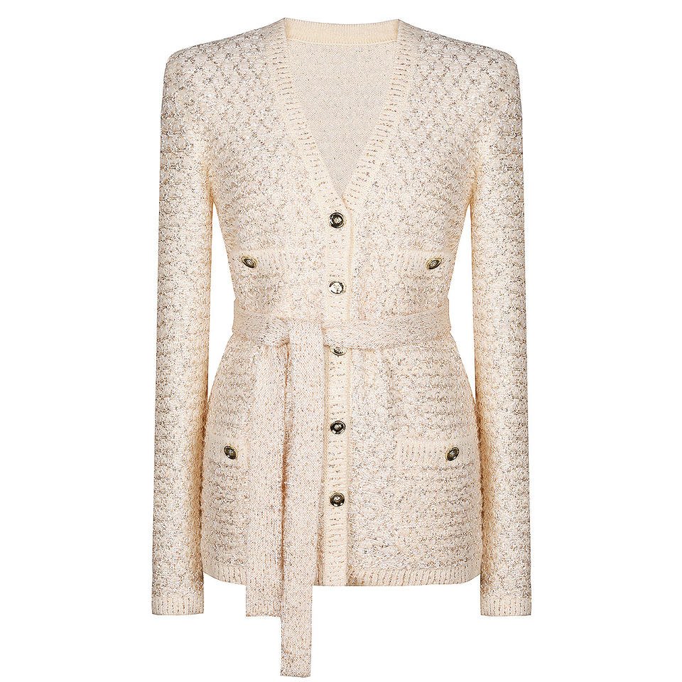 Beige Belted Knit CardiganCardiganBeigeS(2)Luxe Lane