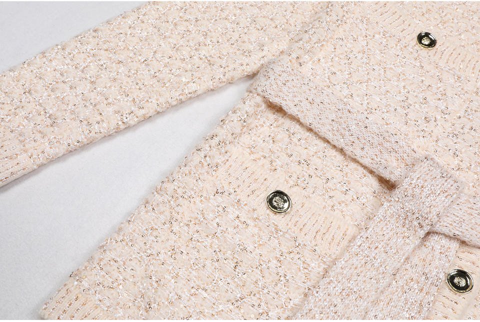 Beige Belted Knit CardiganCardiganBlackS(2)Luxe Lane