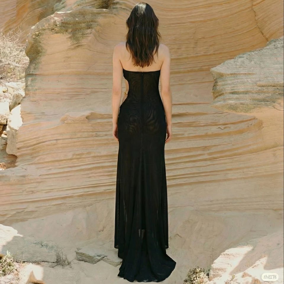 Black Gold One Shoulder Maxi DressDressesBlackS(2)Luxe Lane