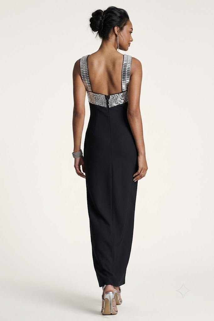 Black Halter Rhinestone Maxi DressParty dressesBlackS(2)Luxe Lane