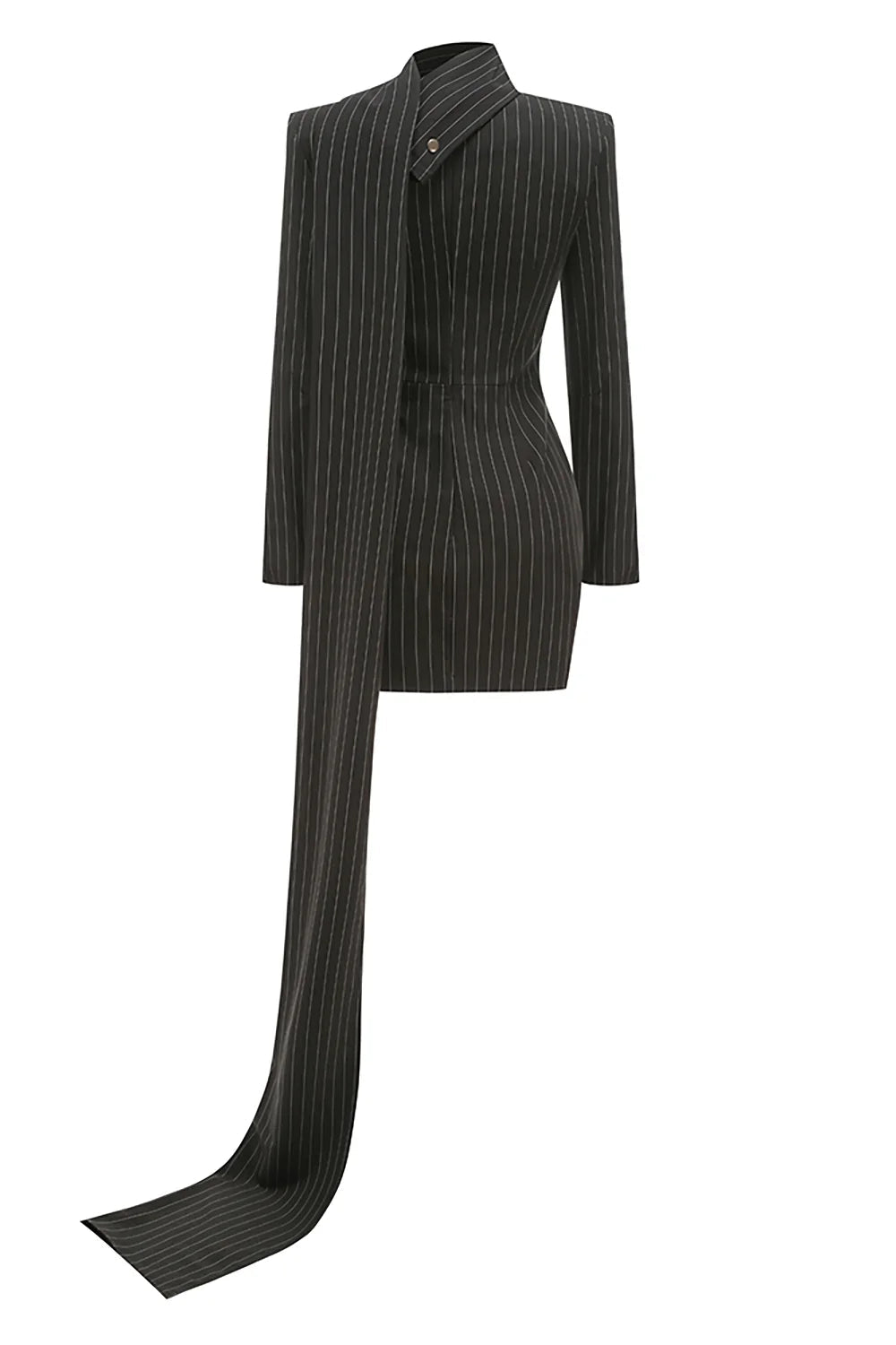 Black Pinstripe Blazer Mini DressEvening DressesBlackS(2)Luxe Lane