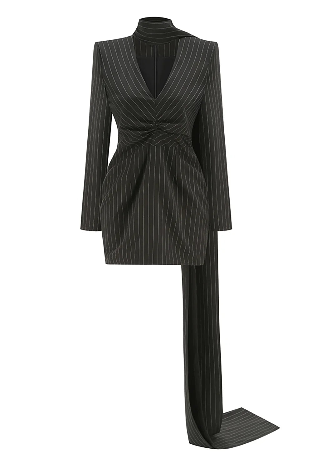 Black Pinstripe Blazer Mini DressEvening DressesBlackS(2)Luxe Lane
