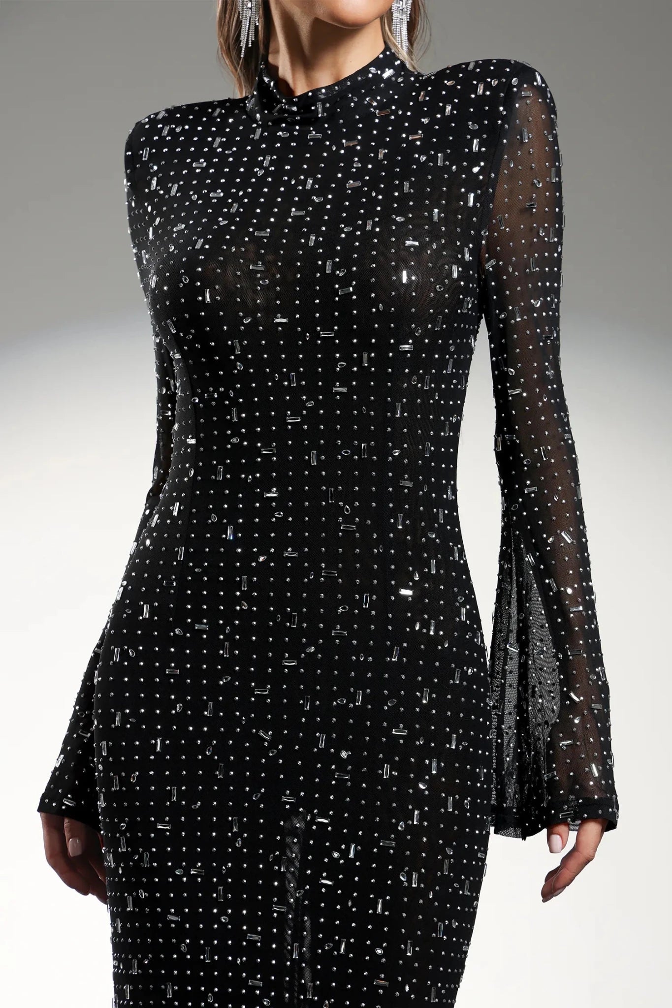 Black Rhinestone Bandage Evening GownParty dressesBlackS(6)Luxe Lane