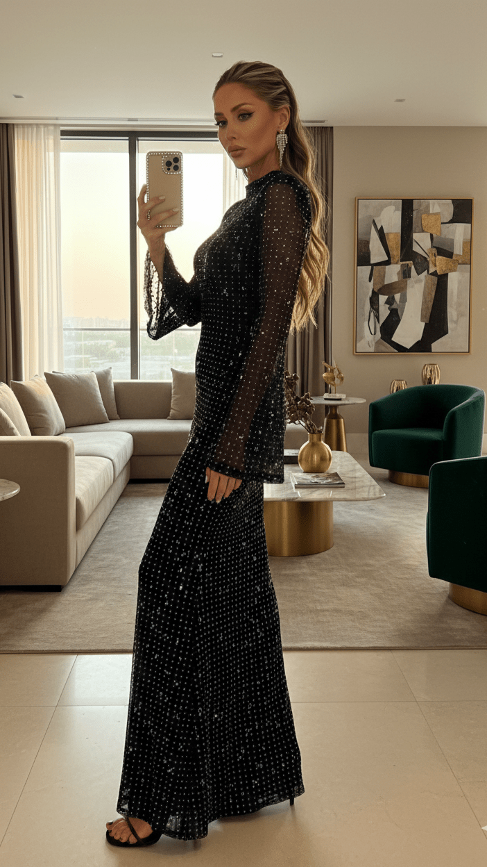Black Rhinestone Bandage Evening GownParty dressesBlackS(6)Luxe Lane