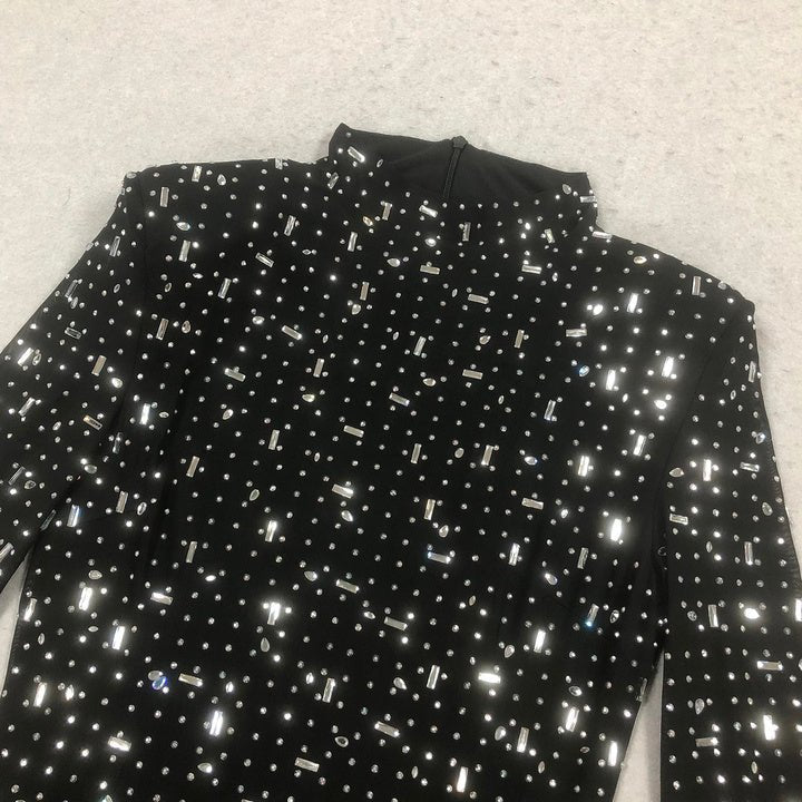 Black Rhinestone Bandage Evening Gown by Shien | Party dresses from Luxe Lane | SKU:  | Barcode:  | Options: Black S(6) | Fournisseur De Robes Bandage Black Rhinestones Evening Dresses Bodycon Maxi Gown Sparkly Formal Party Dress Gala Red Carpet Wear