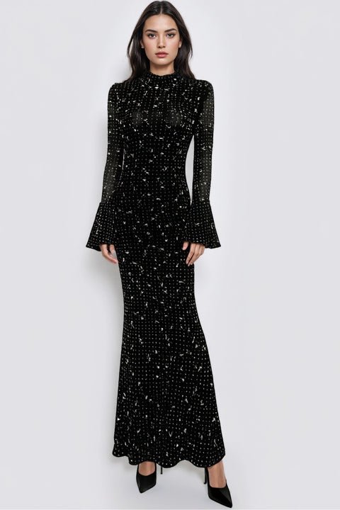 Black Rhinestone Bandage Evening Gown by Shien | Party dresses from Luxe Lane | SKU:  | Barcode:  | Options: Black S(6) | Fournisseur De Robes Bandage Black Rhinestones Evening Dresses Bodycon Maxi Gown Sparkly Formal Party Dress Gala Red Carpet Wear