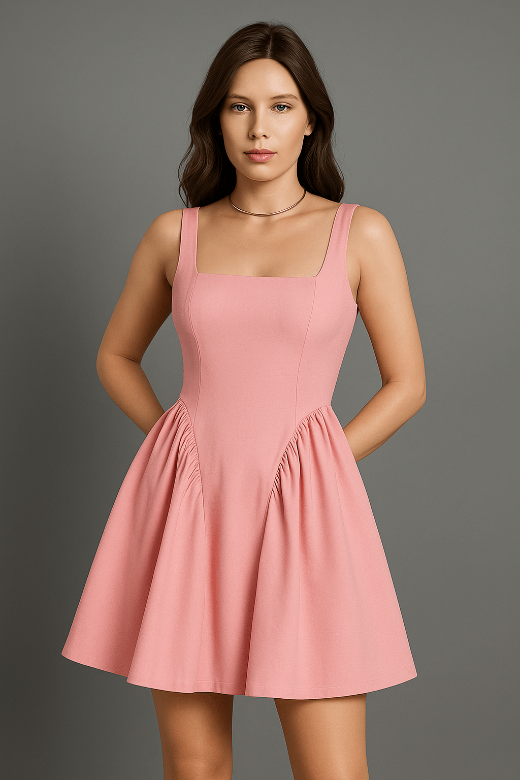 Blanche Bow - Front Backless Flare Dress by Luxe Lane | from Luxe Lane | SKU:  | Barcode:  | Options: Pink XS | Blanche Bow - Front Backless Flare Dress