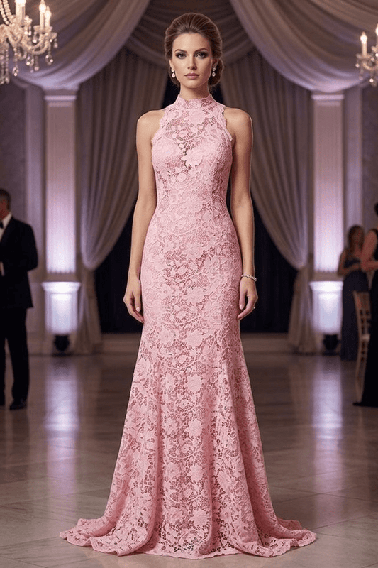 Blush Lace Mermaid GownEvening DressesPinkS(2)Luxe Lane