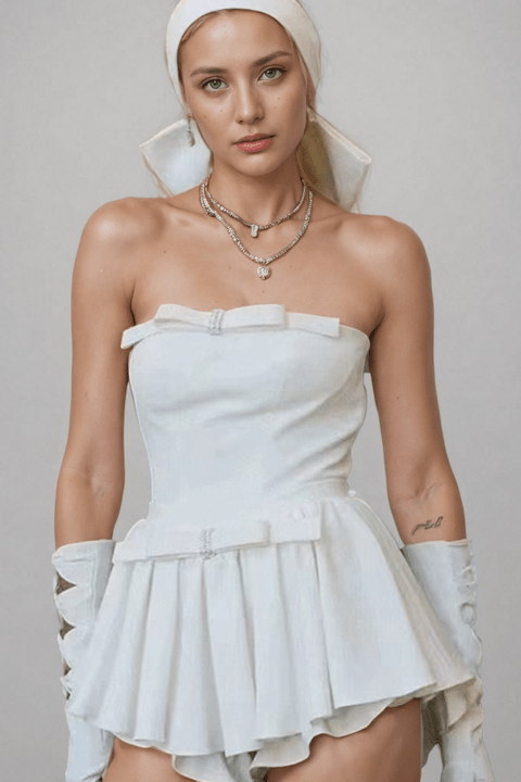 Bow Tube Mini Bodycon Dress by Luxe Lane | Club Dresses from Luxe Lane | SKU: DK120-1 | Barcode:  | Options: Black S(6) | Trendy Faldas Para Mujeres Luxury Bow Tube Top Dress Sexy Black Mini Bodycon Short Club Birthday Party Mini Dresses