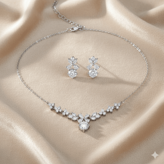 Bridal Necklace & Earrings Jewelry Set by CJ | 0 from Luxe Lane | SKU: CJLX247020001AZ | Barcode:  | Options: | Bridal Necklace & Earrings Jewelry Set