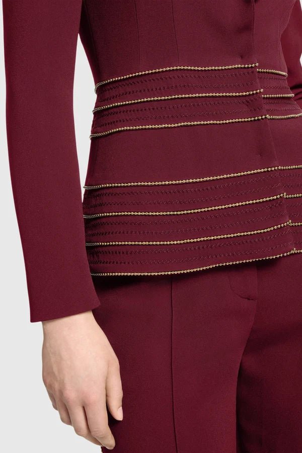 Burgundy Tailored Trouser SetWomen SuitsWine redS(2)Luxe Lane