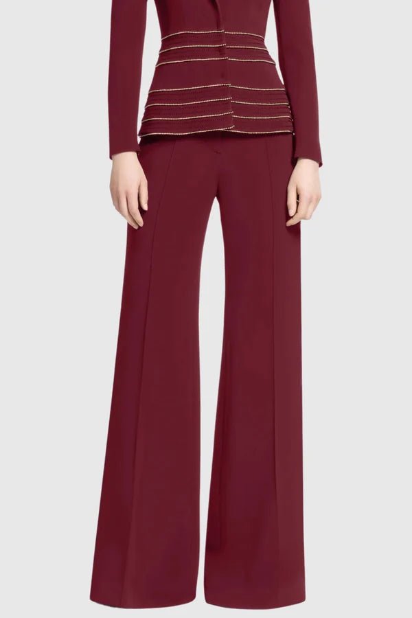 Burgundy Tailored Trouser SetWomen SuitsWine redS(2)Luxe Lane