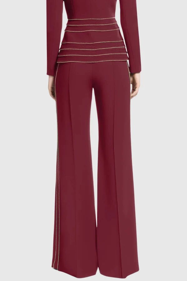 Burgundy Tailored Trouser SetWomen SuitsWine redS(2)Luxe Lane