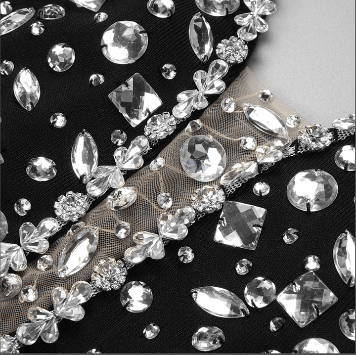 Bustier Long Evening Dress with Diamonds by Luxe Lane | from Luxe Lane | SKU:  | Barcode:  | Options: Black XS | Autumn New Black Bustier With Diamonds Tight Dress Long Elegant Fashion Banquet Evening Dress