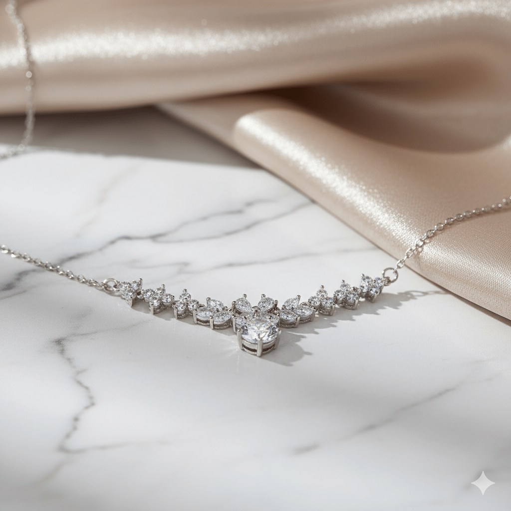 Butterfly Zircon Bridal Necklace & Earrings Set by CJ | 0 from Luxe Lane | SKU: CJYD247022401AZ | Barcode:  | Options: White | Butterfly Zircon Bridal Necklace & Earrings Set