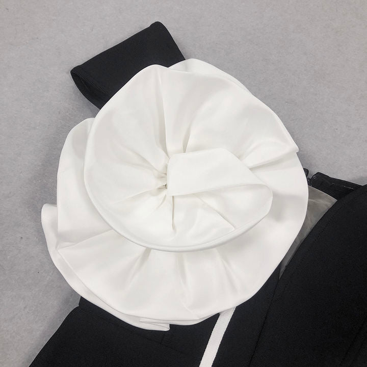 Cambria Mini Dress by Luxe Lane | from Luxe Lane | SKU:  | Barcode:  | Options: Black S | Wholesale Elegant Womens Clothing Luxurious Black Mini Bandage Evening Dresses Short Party Wear Chic Big Flower Dress