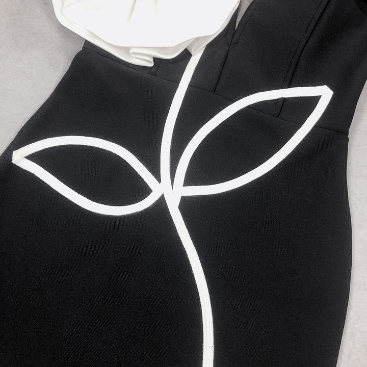 Cambria Mini Dress by Luxe Lane | from Luxe Lane | SKU:  | Barcode:  | Options: Black S | Wholesale Elegant Womens Clothing Luxurious Black Mini Bandage Evening Dresses Short Party Wear Chic Big Flower Dress