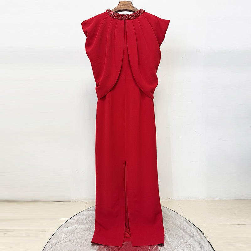 Cape Sleeve Party Maxi GownEvening DressesRedS(2)redLuxe Lane