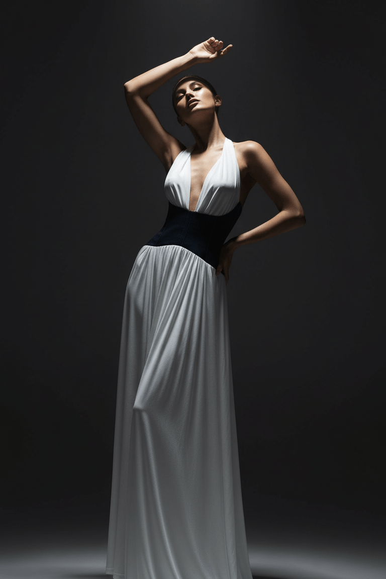 Capri Halter Corset Dress by Shine | Dresses from Luxe Lane | SKU:  | Barcode:  | Options: White XS | Capri Halter Corset Dress