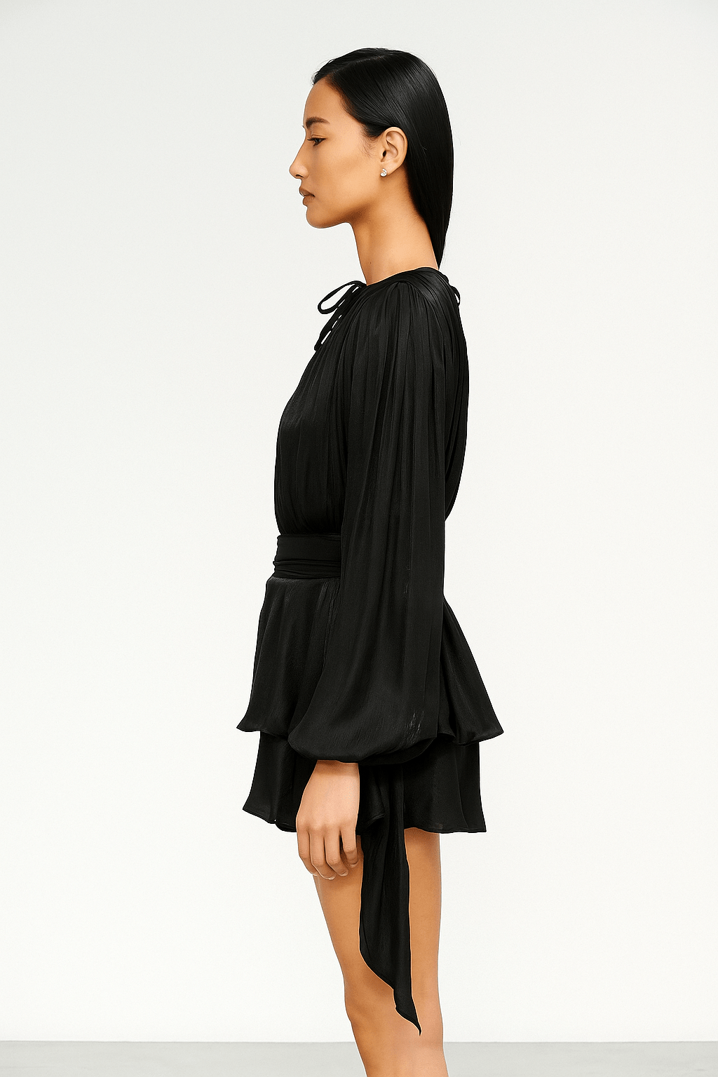 Celesta Pleated Ribbon Mini Dress by Luxe Lane | from Luxe Lane | SKU: -33 | Barcode:  | Options: green S | Celesta Pleated Ribbon Mini Dress