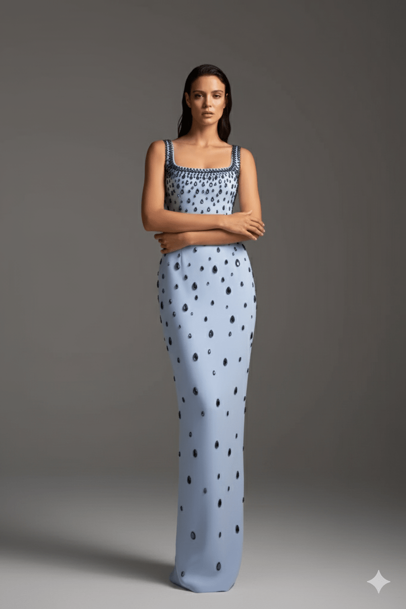 Celeste Grace Gown by Luxe Lane | heath gown from Luxe Lane | SKU:  | Barcode:  | Options: Light Blue S | Celeste Grace Gown