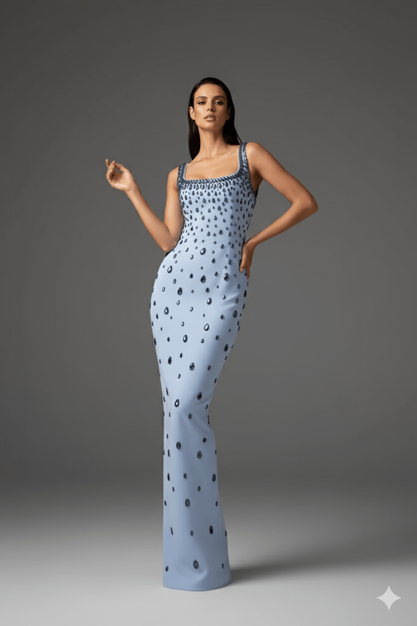Celeste Grace Gown by Luxe Lane | heath gown from Luxe Lane | SKU:  | Barcode:  | Options: Light Blue S | Celeste Grace Gown