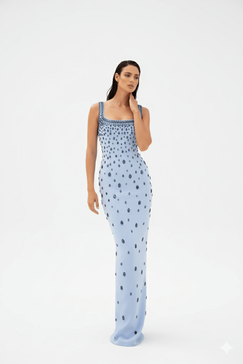 Celeste Grace Gown by Luxe Lane | heath gown from Luxe Lane | SKU:  | Barcode:  | Options: Light Blue S | Celeste Grace Gown