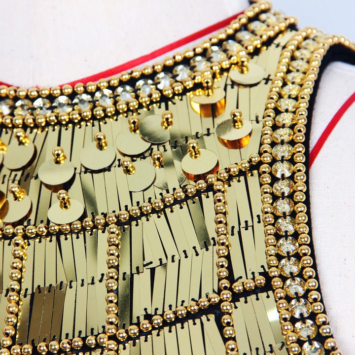 Celeste Noir Tassel Mini Dress by Luxe Lane | Mini gown from Luxe Lane | SKU:  | Barcode:  | Options: Black S | Luxury Black Formal Cocktail Outfit Prom Dress Gold Beaded Sequin Tassel Sleeveless Evening Party Mini Dresses for Women