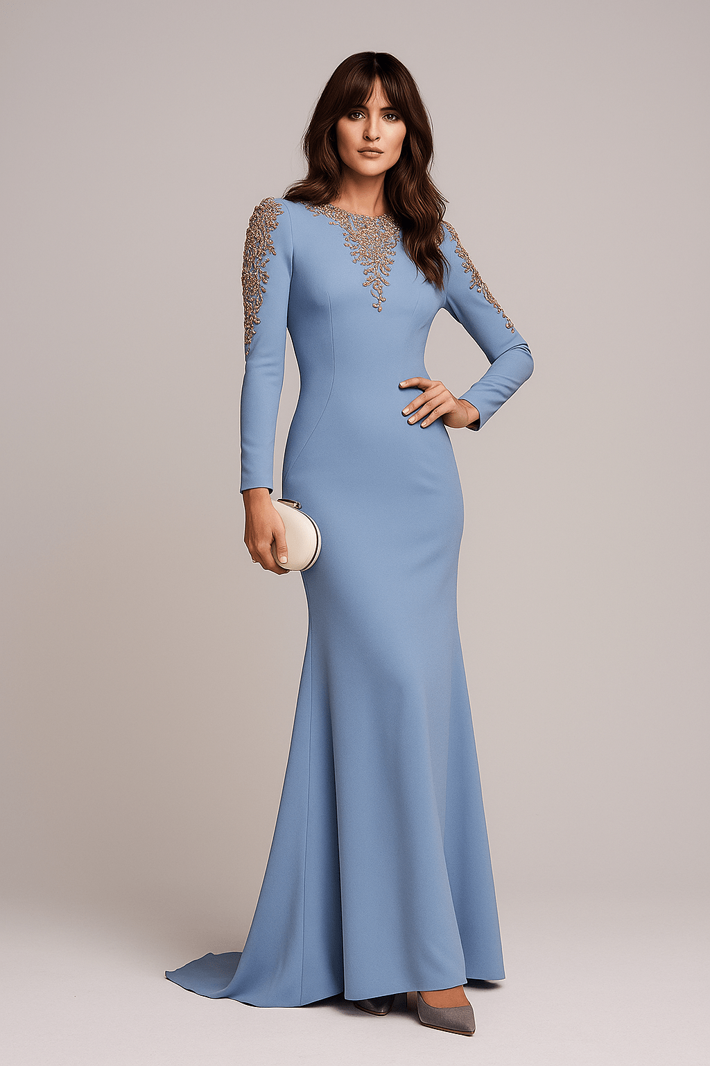 Celeste Regalia Crystal Gown by Luxe Lane | Evening Dresses from Luxe Lane | SKU: W11318-1 | Barcode:  | Options: Sky Blue S | Celeste Regalia Crystal Gown
