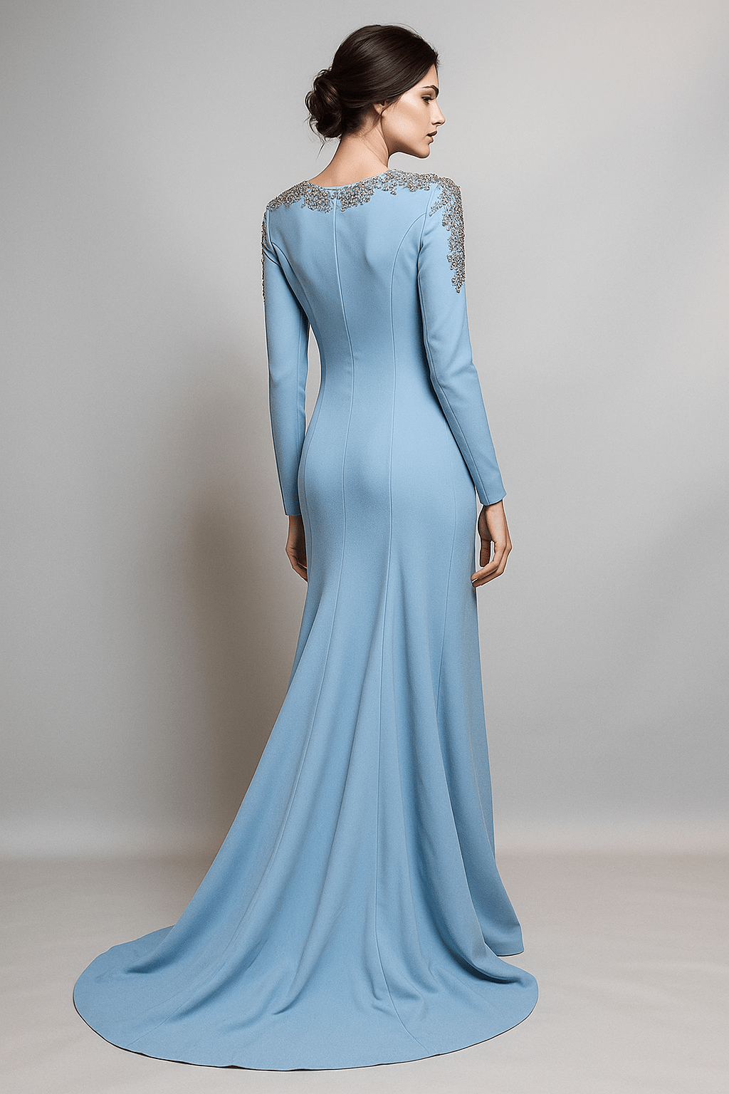 Celeste Regalia Crystal Gown by Luxe Lane | Evening Dresses from Luxe Lane | SKU: W11318-1 | Barcode:  | Options: Sky Blue S | Celeste Regalia Crystal Gown