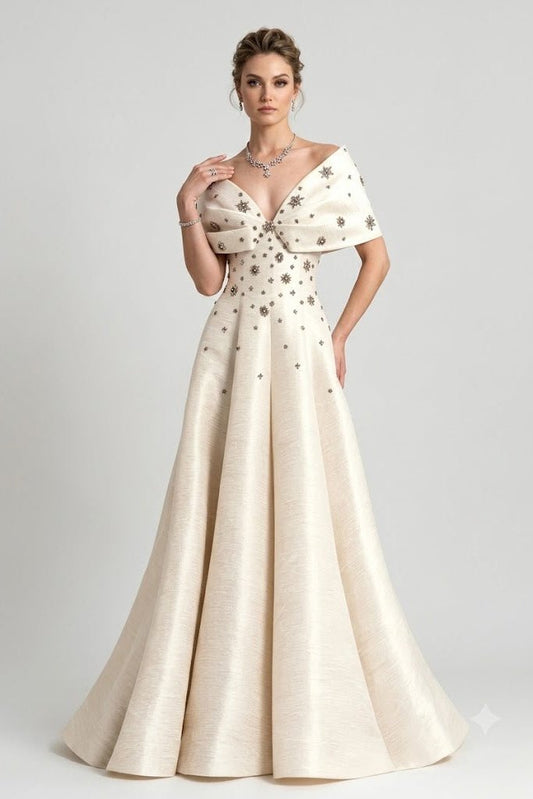 Celestial Beige Mikado Ball GownEvening DressesBeigeS(2)Luxe Lane