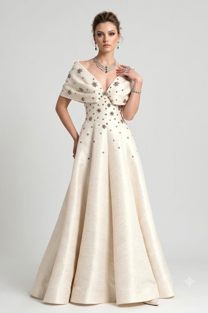 Celestial Beige Mikado Ball GownEvening DressesBeigeS(2)Luxe Lane