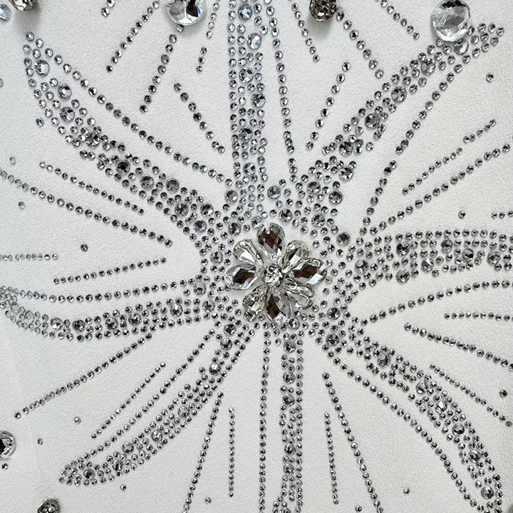 Celestial Grace Gown – White Maxi Formal by Luxe Lane | heath gown from Luxe Lane | SKU:  | Barcode:  | Options: White S | Wholesale Elegant White Long Sleeve Formal Dress Luxury Diamond Rhinestone Beaded Evening Dresses Maxi Party Gown