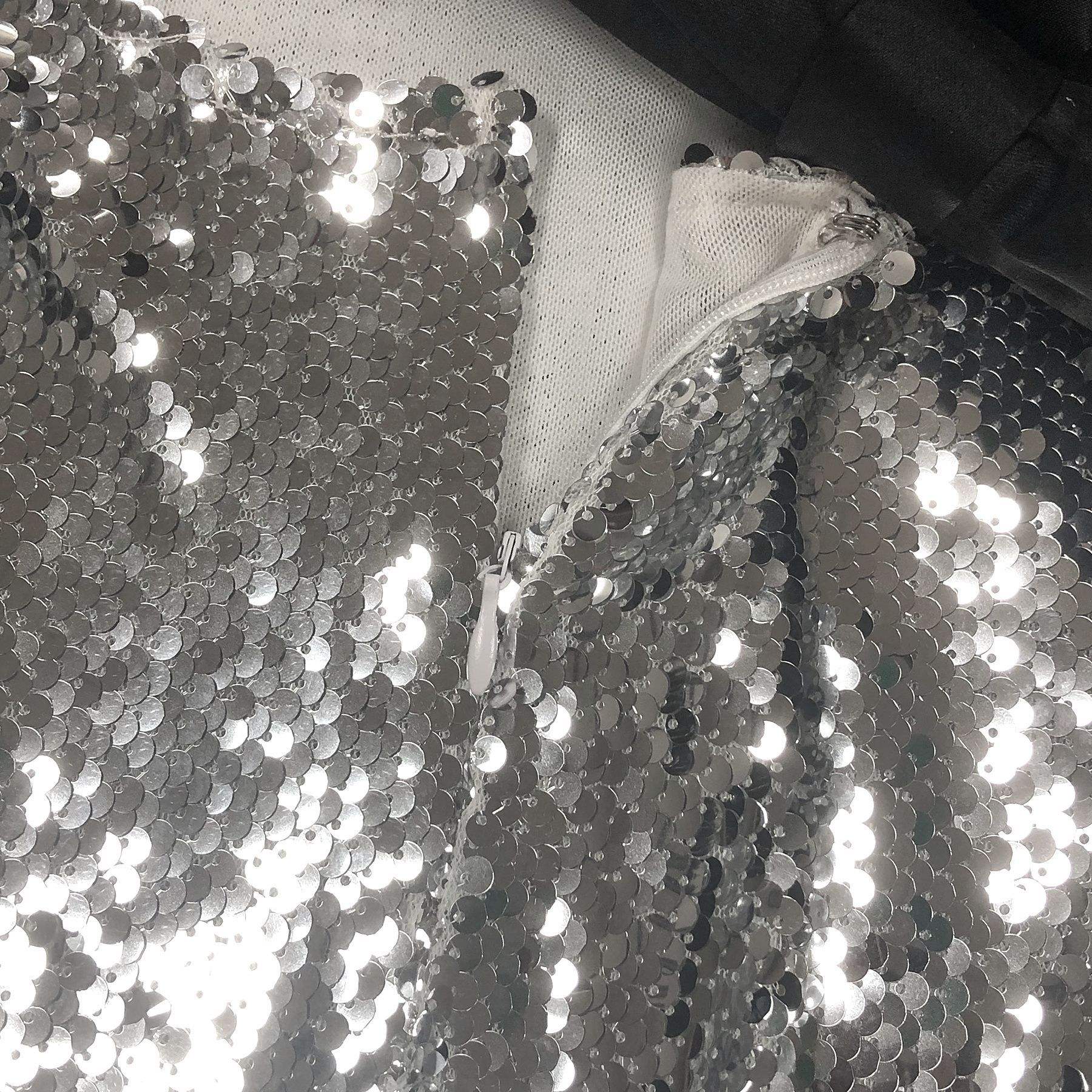 Celestine Handmade Silver Sequin Bow Maxi GownSilverS(2)Luxe Lane